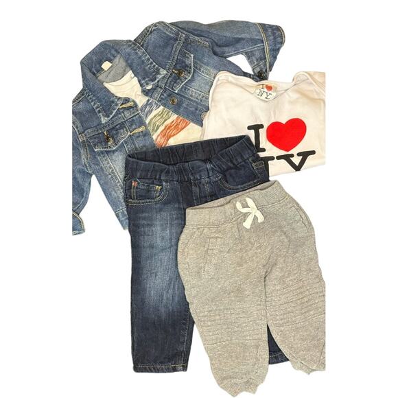 GAP + Other Bundle of Baby Boy Mix & Match T-Shirt Jeans Jacket Joggers | 6-12M - Picture 1 of 14